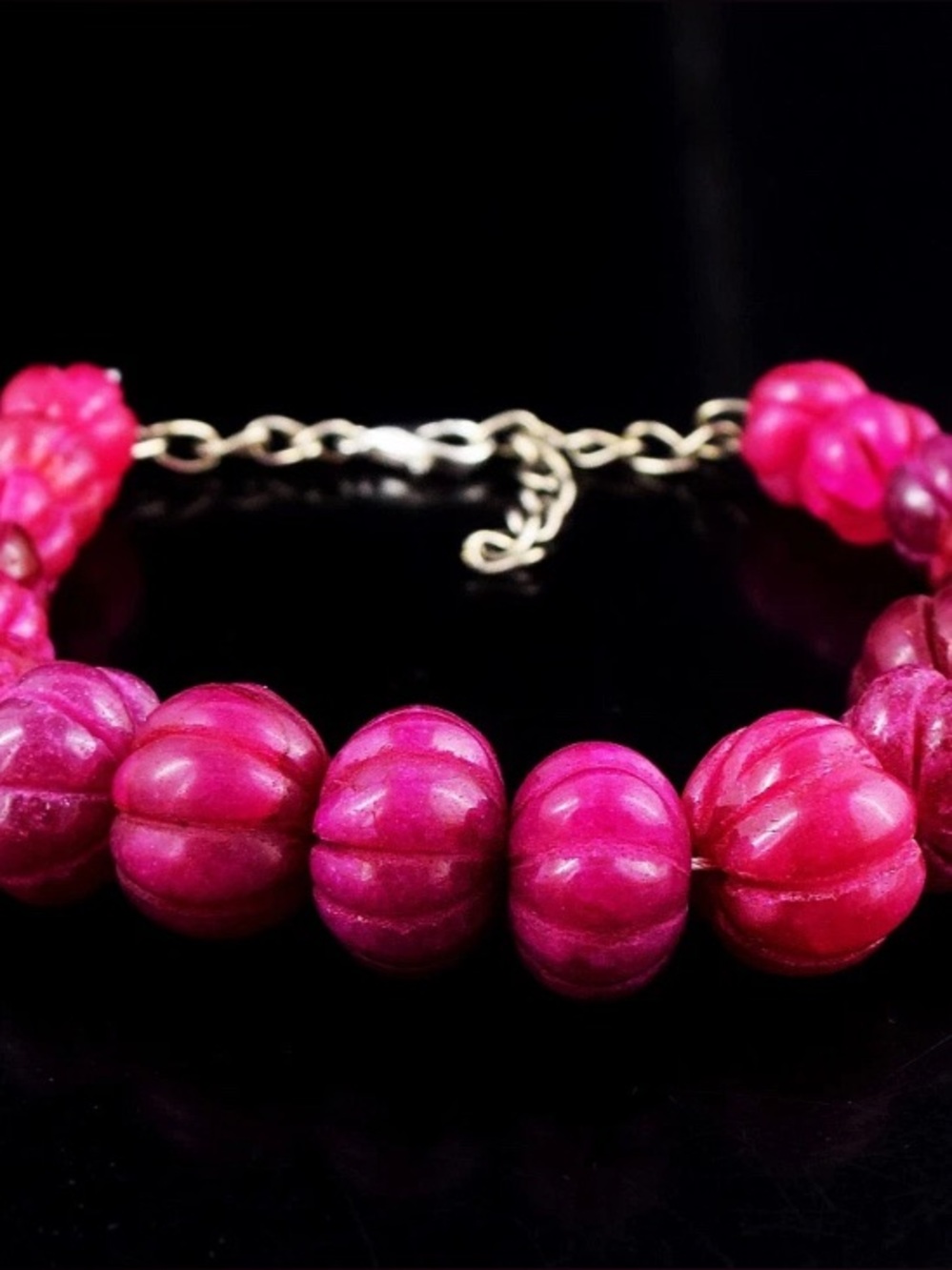 Beautiful Pink Carved Beaded Bracelet